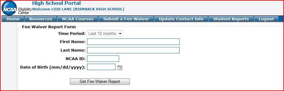 This is the fee waiver report module.