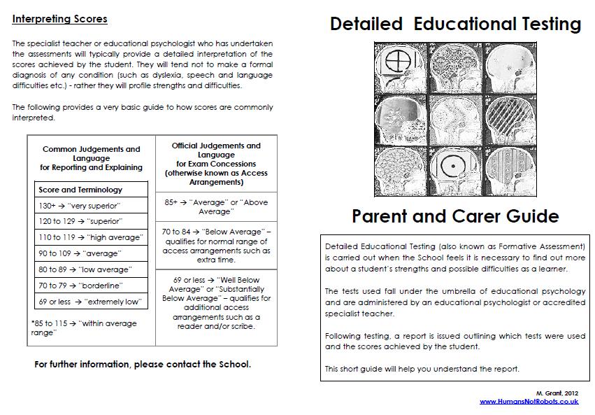 Parent and Carer Guide to Educational Testing La