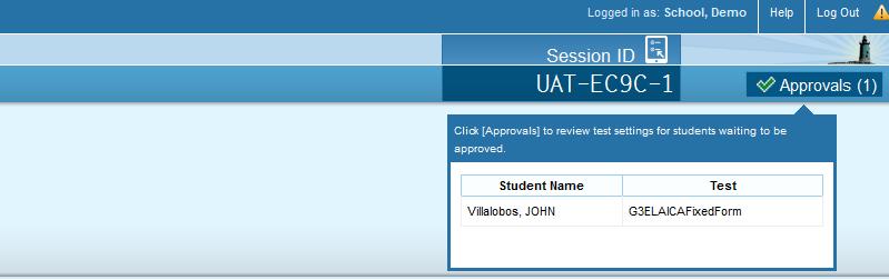 6. The TA views and approves students who are waiting for test session approval.