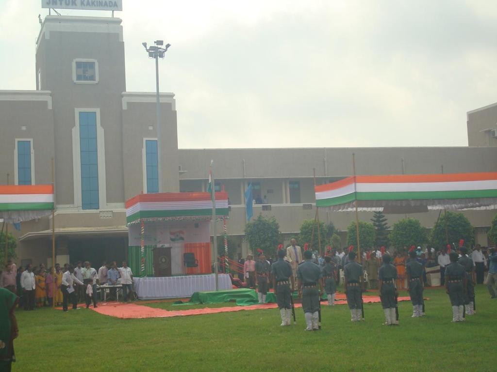 INDEPENDENCE DAY PARADE AT JNTUK - 15.08.2015 NSS volunteers of our college participated in Independence day parade conducted at JNTUK, Kakinada on 15.08.2015.Prof.V.S.S.Kumar hoisted the National flag as chief guest.