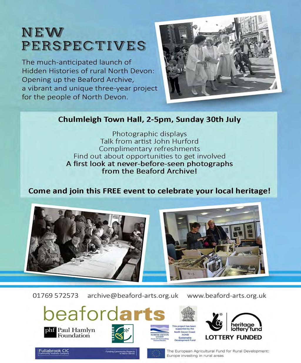 Volunteers Needed Volunteers needed for New Perspectives event! Sunday 30 th July sees the launch of the HIDDEN HISTORIES OF RURAL NORTH DEVON project in Chulmleigh Town Hall, 2-5pm.