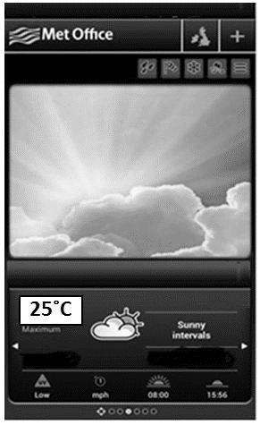 3748-320 - 15 - Sample 3 3B This mobile phone app shows the temperature forecast for tomorrow (Saturday 24 th August).