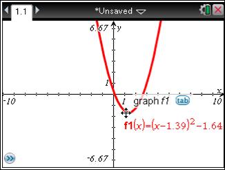 198 Graphing Functions & Data TI PROFESSIONAL DEVELOPMENT Step 6: To translate the graph of a quadratic function, move the cursor near the vertex of the parabola.