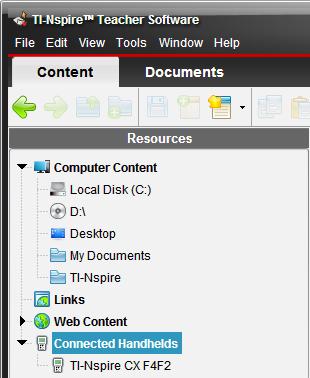 220 Transferring Documents Using the TI-Nspire Teacher Software TI PROFESSIONAL DEVELOPMENT Transferring Documents in the Content Workspace Step 6: Go to the Content Workspace by