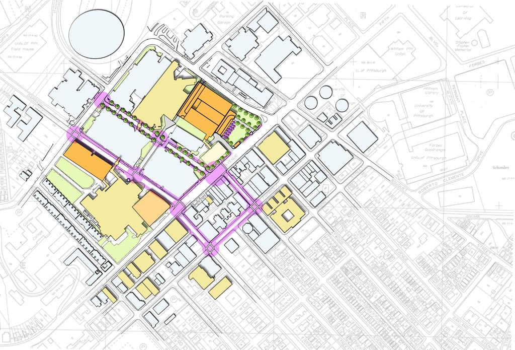 PROPOSED OAKLAND 25 YEAR MASTER PLAN Hall Presbyterian Facilities Expansion Bus Stop Facilities Expansion (25 year) Science +4 Story Montefiore Victoria Building Science 3 Deck