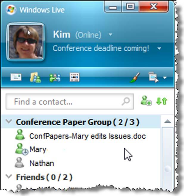 Figure 2. Artifact Buddy after a period of use. 2.1.2. Linking Artifact Buddy to Windows Live Messenger. Next, Mary needs to link Artifact Buddy with that IM account she just created.