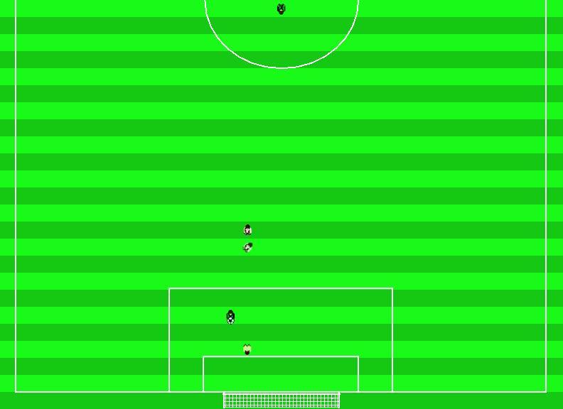 Figure G.5: A possible scoring situation in SoccerWorld2, where both opposing outeld players have failed to tackle the attacking player.