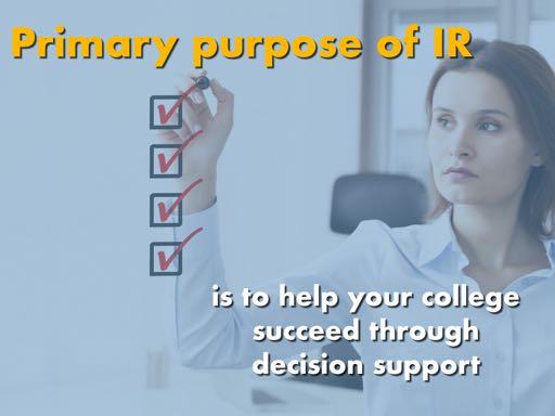 I wanted to be more to be considered an expert. What can I (or you) be an expert in? To find out, it's time to define the primary purpose of IR.