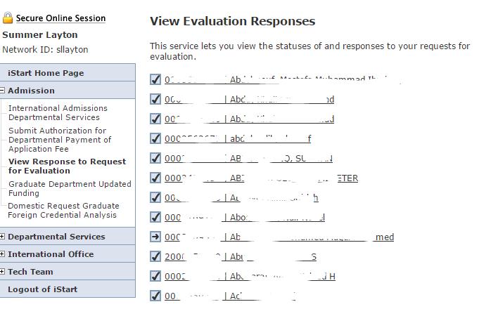 Use View Response to Request for Evaluation link to check the status & results of your FCA requests A check