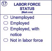 Labor Force Status Entry Record Box 17 Mark One