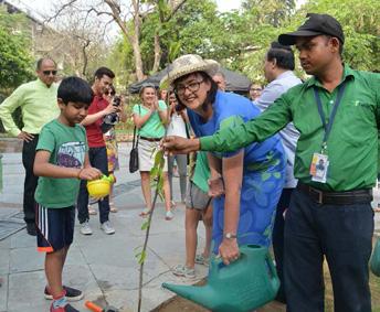 planted a tree sapling at The Foundation and The Indian School to celebrate