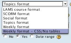 Click on Settings. From here you can set your class to different formats. It can be a weekly format or a topics format.