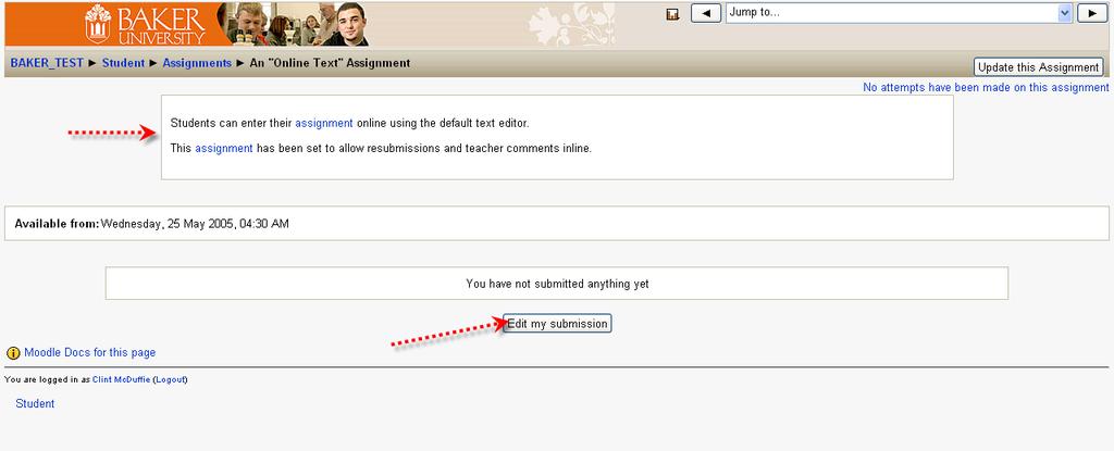 In the Submission text box, type out the text requested by the instructor in the directions.