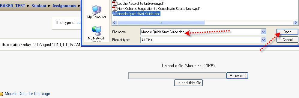 Once the file path is listed in the Browse field, click the Upload this File button.