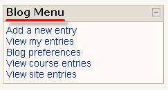 G. Click on Add a new entry to begin a new, separate blog post. Instructors have the option to add a Blog Menu or Blog Tags block to any Moodle course.
