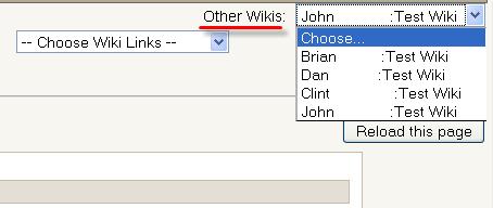 E. Other Wikis: Depending on the Type and Group mode settings, this drop down menu will allow you to navigate to other wikis.