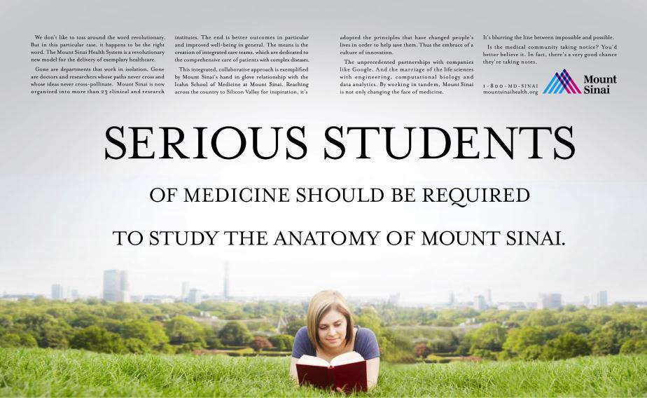 Major Marketing Initiative-print ads Major new Mount Sinai advertising campaign