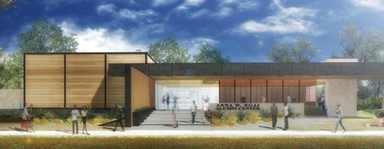 Rendering of Anna W. Ngai Alumni and Visitor Center. Groundbreaking is anticipated for summer 2017 on the Net-Zero-Energy facility.