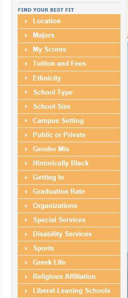 3 If you want to search for schools based on specific criteria (i.e. size, location, major, etc.