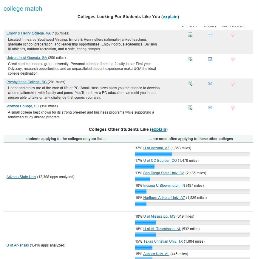 6 Other Search Tools There are several other tools in the College Research section that you may find helpful as you research schools: College Match After you have added schools to your list of