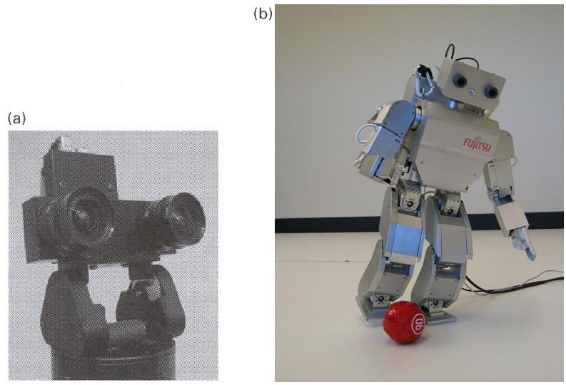 238 Rao et al Figure 11.8 Robotic platforms for testing Bayesian imitation models. (a) A binocular pan-tilt camera platform ('Biclops') from Metrica, Inc.