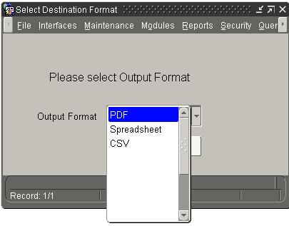 click on the output form