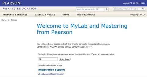 MASTERING TEACHER ACCESS Registering Your Pearson Mastering Teacher Access Code You will need your Pearson teacher adoption access code to complete the registration process.