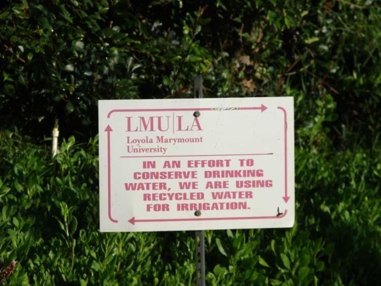 ENVIRONMENT @ LMU Water Use: Reclaimed water is used for 75% of LMU s irrigation LMU has