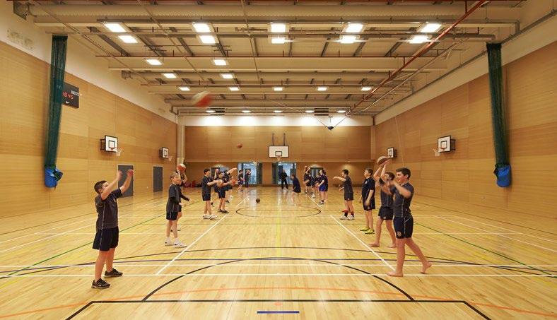 The air conditioned sports hall houses a full size basketball court, cricket nets and four badminton courts.