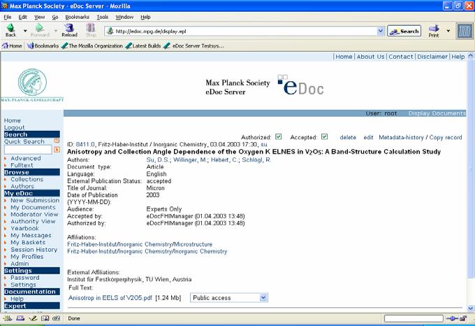 First step MPG edoc-server Institutional repository for Max Planck Society (MPS)