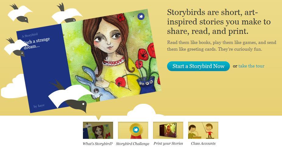 Storytelling Made Simple Storybird is a Web tool that allows adults and children to create stories online (independently or collaboratively) then share them with the world or select individuals.