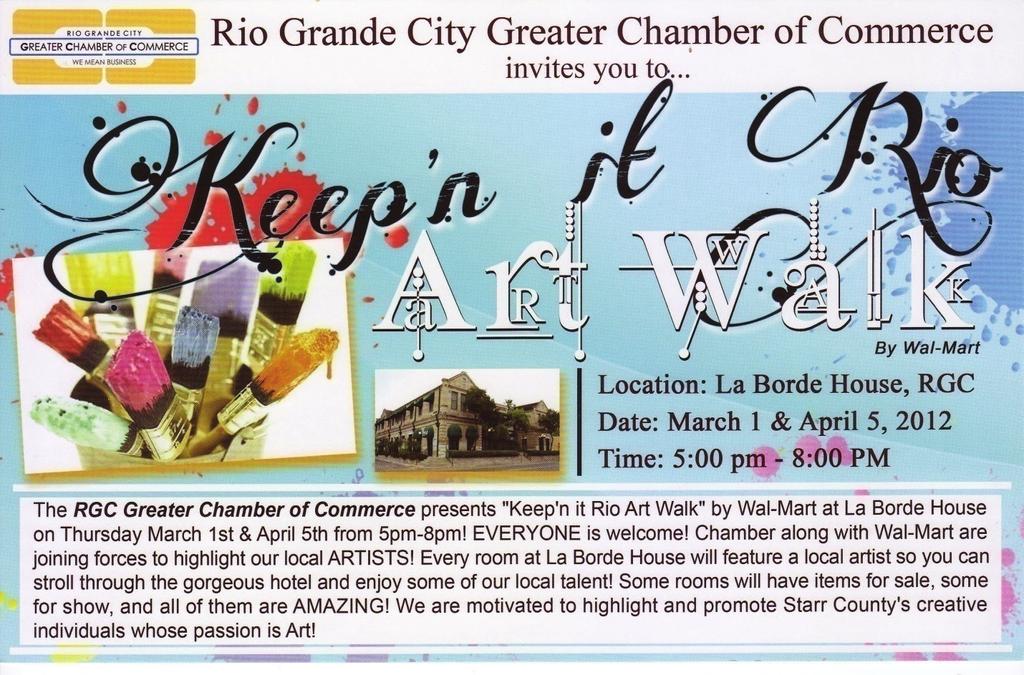 Our friends at the RGC Public Library and the Greater Rio Grande City Chamber of Commerce partnered up at our 2nd and 3rd Keep n It Rio Art Walks which took place at our Historical La Borde Hotel on