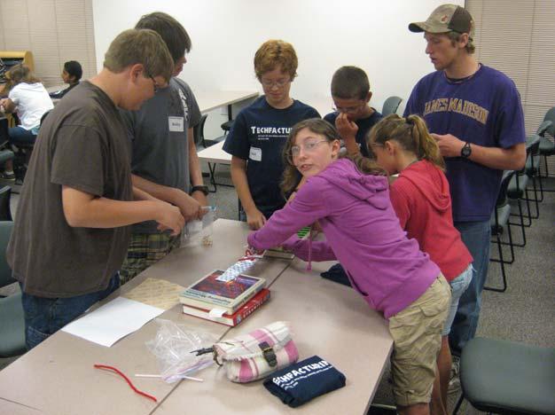 The remaining two groups met at James Madison University and participated in Destination Imagination (DI) style collaborative design challenges.