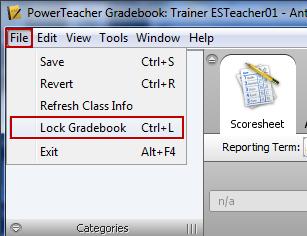 Locking PowerTeacher Gradebook When a teacher must leave the computer and the gradebook for a period of time, best practice is to exit the gradebook.