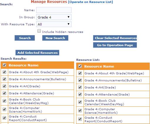Resources and working with Resources 4. Click the button. The Operate On Resources page displays. 5.