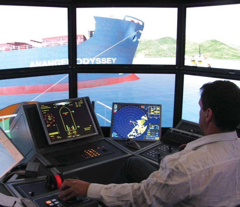 The Centre is also equipped with three fully instrumented ship bridges, with a horizontal fi eld of 240.