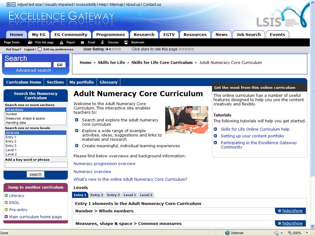 Website: Adult Numeracy Core