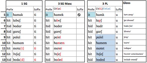 Figure 3: Dataset for part (b) Delete consonants for e ~ : If the Consonants flanking the final Vowel (/e/) in the verb stem are not the same, delete the intervening V (when another V immediately