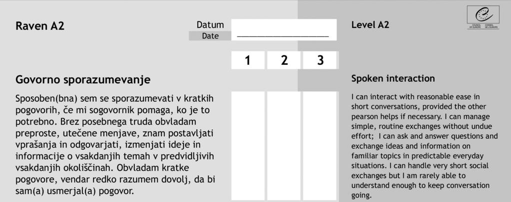 41 Figure 5: Extracts from checklists, SPOKEN INTERACTION, Levels A2 and B2 (Amič et al.
