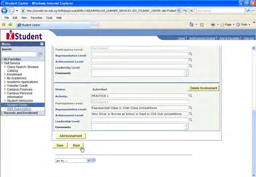 Step 9: Click on to insert a new CCA, if