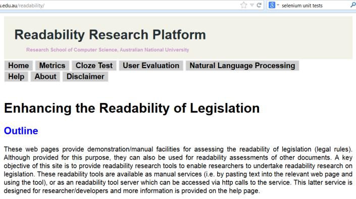Apart from its use for research, the demonstration pages on the website provide visual introductions to the readability tools they demonstrate.