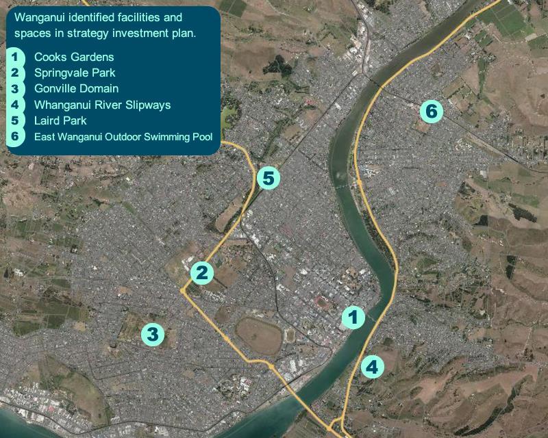 Figure 8: Map of key sport and recreation locations in Whanganui 11.4.