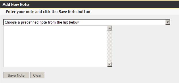 Add Notes Click on Add Notes on the Notes Tab You can use the optional Pre-Defined and/or free type the note