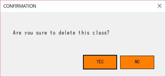 Delete a class( ) Confirmation message box pups