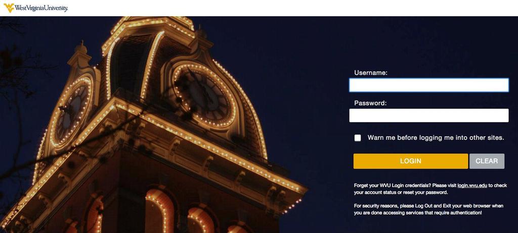 2. The link will open a window in your default browser and take you to WVU's authentication page.