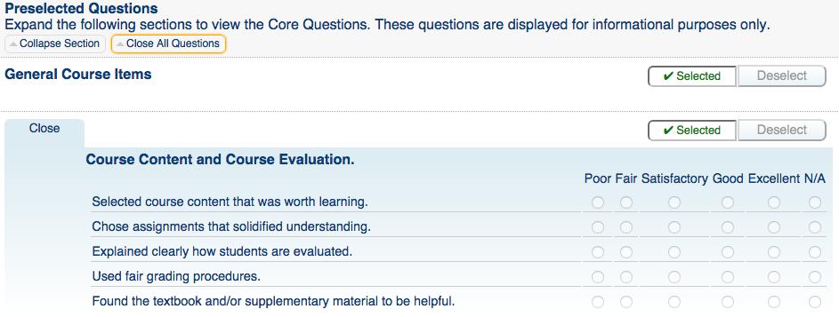 Viewing the Preselected Questions 1. Go to the "Preselected Questions" section and click "Show Section." 2.