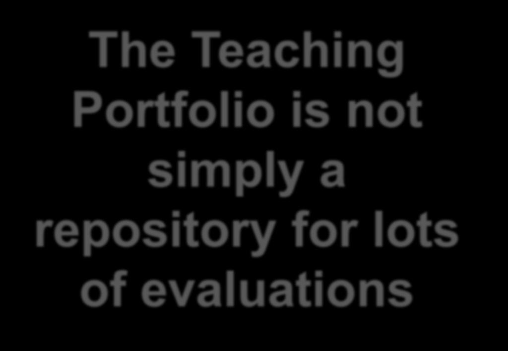 Big Point #3 The Teaching Portfolio is not