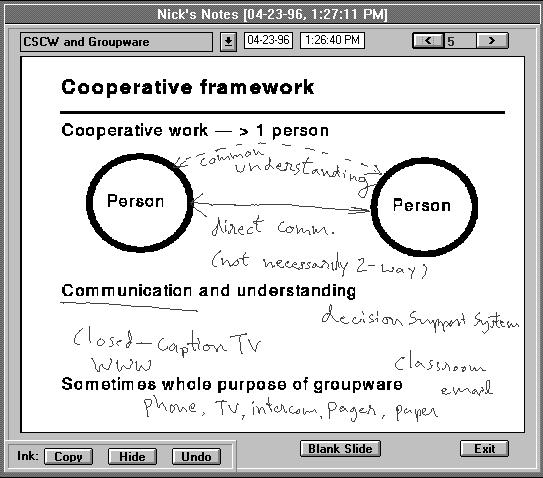 Figure 1: Two versions of the student note-taking interface. On the left side is the interface for ClassPad, a Visual Basic note-taking prototype.