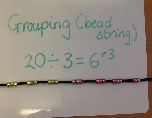 Grouping (bead string) Children learn that dividing