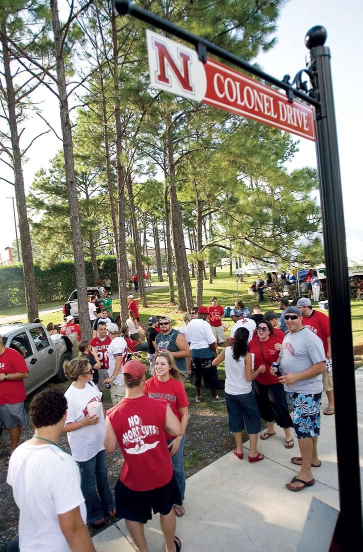 Spending Nicholls Colonels supporters enjoy tailgating outside